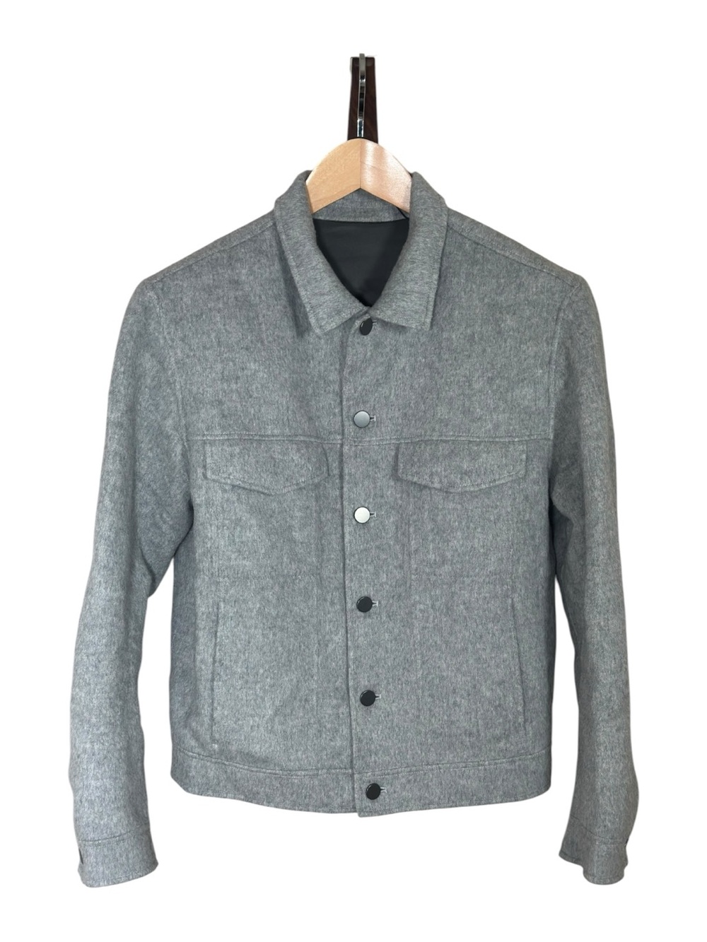 Theory Reeves New Divide Wool Cashmere Grey Trucker Jacket Size S
